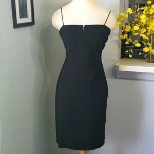 BLACK DRESS. WITH SPEGETT STRAPS. by Laundry, size 6. Clinching on side. COCKTAI